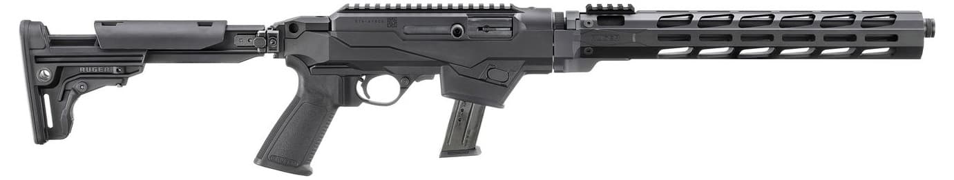 Ruger PC Carbine Ambidextrous controls / reversible charging-handle Model 19140; folding and adjustable chassis variant; right-side ejection not treated as true-left
