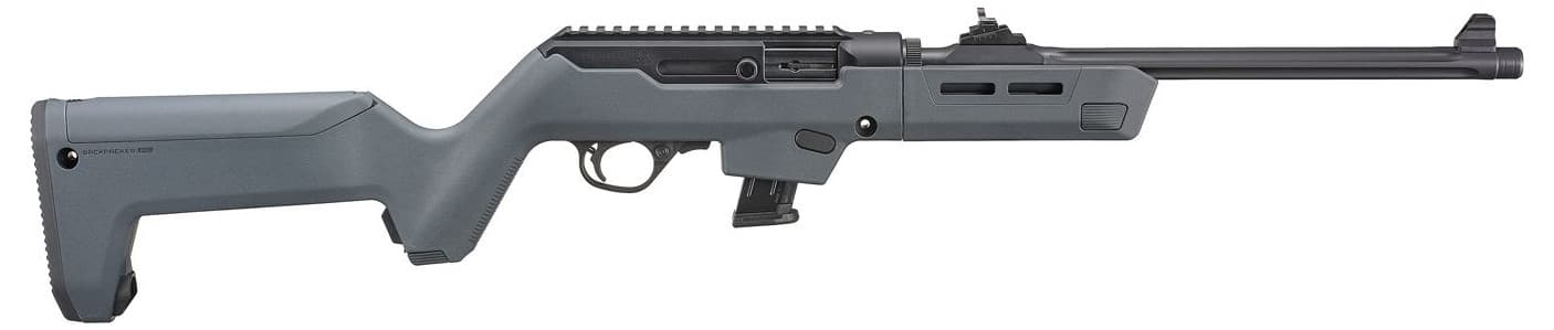 Ruger PC Carbine Ambidextrous controls / reversible charging-handle Model 19135; 10-round Stealth Gray Magpul PC Backpacker variant; right-side ejection not treated as true-left