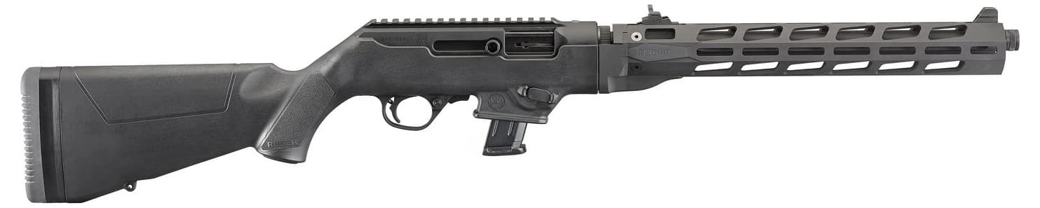 Ruger PC Carbine Ambidextrous controls / reversible charging-handle capacity-compliant threaded free-float handguard Model 19117; right-side ejection not treated as true-left