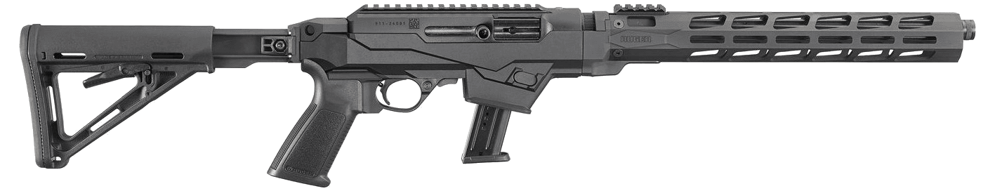 Ruger PC Carbine Ambidextrous controls / reversible charging-handle limited-availability chassis/Magpul; right-side ejection not treated as true-left · 9mm Luger