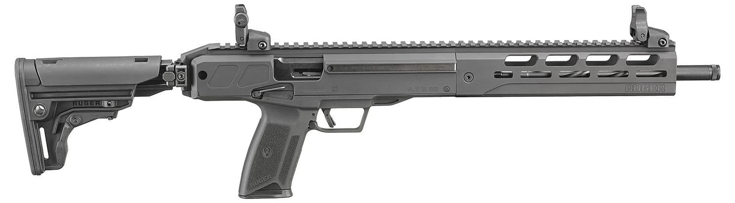 Ruger LC Carbine Ambidextrous controls / reversible charging-handle capacity-compliant Model 19302; right-side ejection not treated as true-left