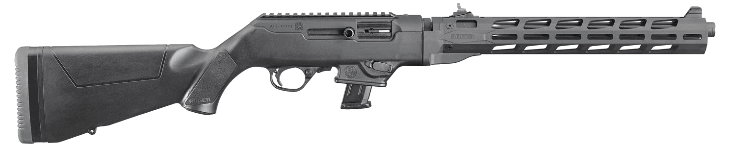 Ruger PC Carbine Ambidextrous controls / reversible charging-handle capacity-compliant free-float handguard; right-side ejection not treated as true-left · 9mm Luger